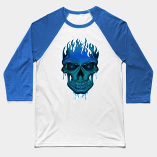 Blue fire skull Baseball T-Shirt